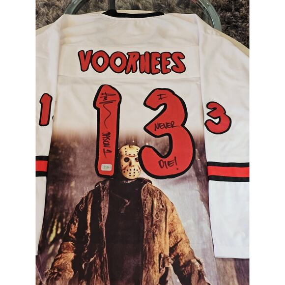 Ari Lehman Friday The 13th Multi Inscribed Signed Jason Voorhees Hockey Jersey
